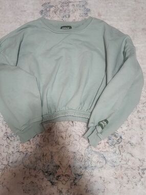 Daily Drills Sage Green Cropped Crewneck Sweatshirt